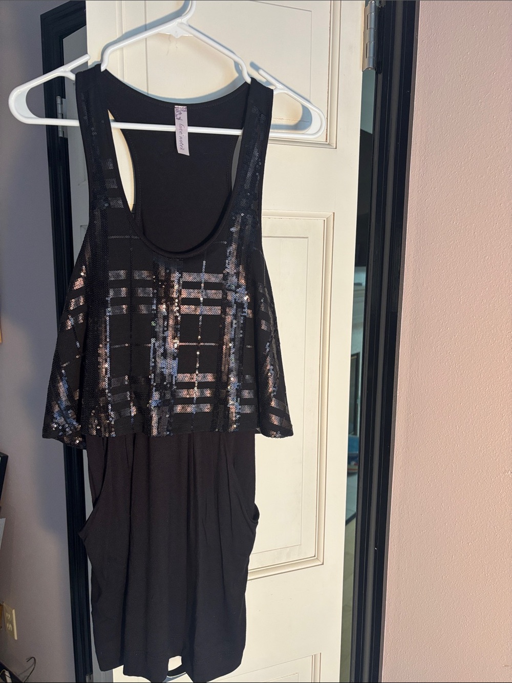 Love Notes Black Sequin Overlay Mini Dress